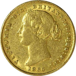 Gold One Sovereign of Victoria Queen of Sydney mint of the year 1866.