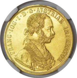 Gold Coin of Franz Joseph of Austria  In 1848-1916.