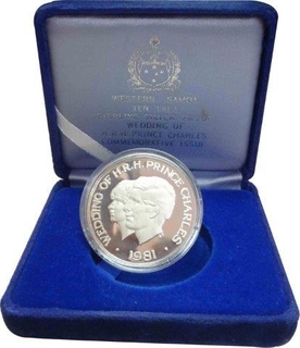 Silver Ten Dollar of USA of Singapore Mint Of Wedding Prince of Charles.