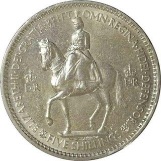 Cupro Nickel  Five shillings of United kingdom of Elizabeth II.