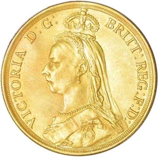 Gold Two Pounds of Victoria Queen of United Kingdom.