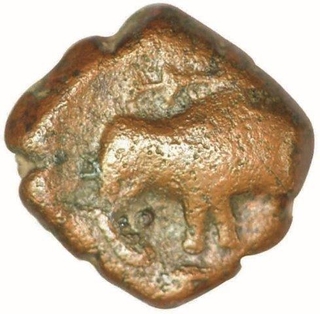 Copper Jital Coin of Devaraya II of Vijayanagara Empire.