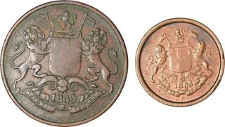 Copper Quarter Anna and One Twelfth Anna Coin of Bombay Presidency.