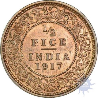 Bronze Half Pice Coin of King George V of Calcutta Mint of 1917.