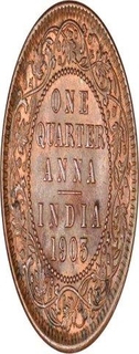 Copper One Quarter Anna Coin of King Edward VII of Calcutta Mint of 1903.