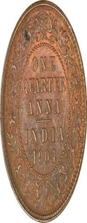 Copper One Quarter Anna Coin of  King Edward VII of Calcutta Mint of 1904.