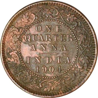 Copper One Quarter Anna Coin  of  King  Edward VII of Calcutta Mint of 1904.