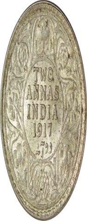 Silver Two Annas Coin  of King George V of Calcutta Mint of 1917.