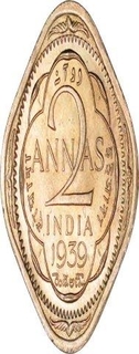 Cupro Nickel Two Annas Coin  of King George VI of Calcutta Mint of 1939.