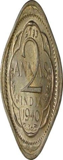 Cupro Nickel Two Annas Coin of King George VI of Calcutta Mint of 1940.