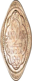 Cupro Nickel Two Annas Coin  of King George VI of Calcutta Mint of 1941.