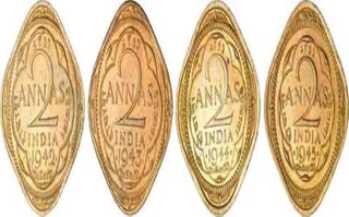 Brass  Two Annas Coins of  King George VI of Bombay Mint.