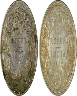 Silver One Rupee Coin of Victoria Queen of Bombay Mint of 1862.