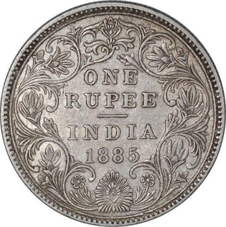 Silver One  Rupee Coin of Victoria Empress of Bombay Mint of 1885.