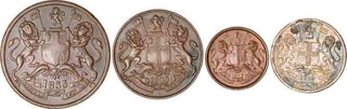 Copper Coins of East India Company of Madras and Bombay and Calcutta Mint.