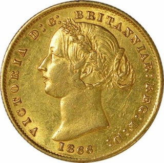 Gold Sovereign Coin of Australia of Queen Victoria of Sydney mint.