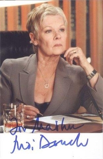 Autograph of Judi Dench of Stage and television actress and  occasional singer and author.