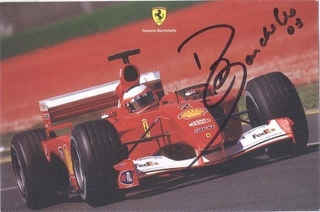 Autograph of Rubens Barrichello of  Brazilian racing driver.