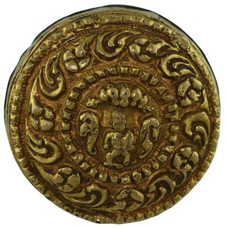 Kumbkonam patternGold Brooch of with Lord Bala Krishana.