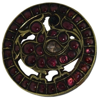 Antique Gold Brooch studdedded Burmeese Rubies.