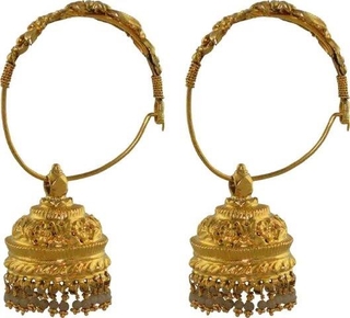 Gold Jhumkas or Earings from Rajasthan Region.