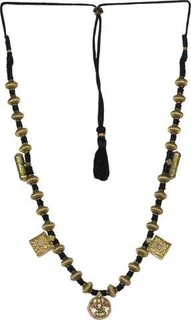 Elegant Gold Necklace studded with gold and wax beads.