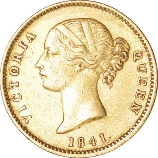 Gold Mohur Coin of Victoria Queen of Calcutta Mint of 1841.