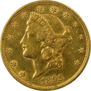 Gold Twenty Dollars Coin of United States of America of 1895.