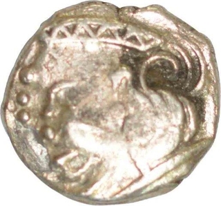 Silver Drachma Coin of Dhrahasena of Traikutakas.