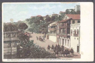 Picture post card of H.E. The Covernor of Bombay Driving through Walkeshwar road.