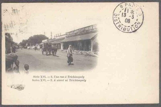 Picture Post Card of a street at Trichinopoly. 