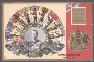 Picture Post Card of Coronation Souvenir by King George V. 