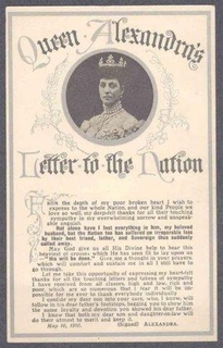 Picture Post Card of Queen Alexandra Lettered to the Nation. 