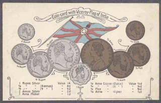 Coin Post Card of Viceroy flag of India.