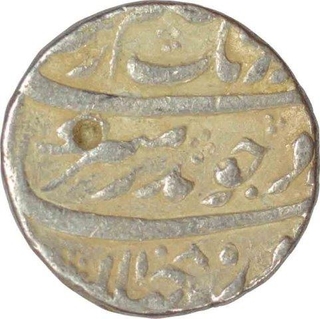 Silver One Rupee Coin of Aurangzeb Alamgir of Ahmadabad Mint.