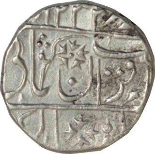 Silver One Rupee Coin of Daulat Rao of Gwalior Fort of Gwalior State.