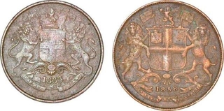 Copper Quarter Anna Coins  of Bombay Presidency.