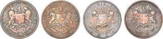 Copper Half Anna Coins of Bombay Presidency.