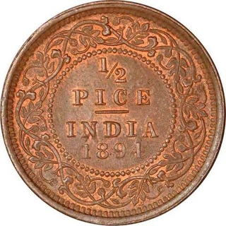 Copper Half Pice Coin of Victoria Empress of Calcutta Mint of 1894.