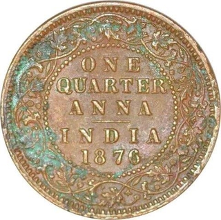 Copper One Quarter Anna Coin of Victoria Queen of Calcutta Mint of 1876.