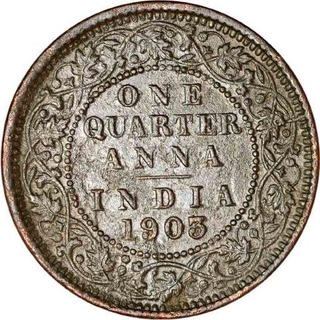 Copper One Quarter Anna of King Edward VII of Calcutta Mint of 1903.