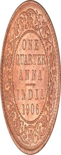 Copper One Quarter Anna Coin of King Edward VII of Calcutta Mint of 1906.