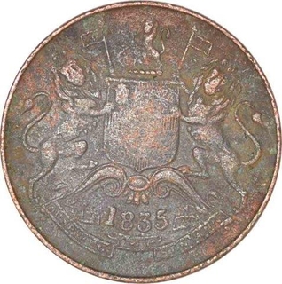 Copper Half Anna Coins of East India Company of Madras Mint of 1835.