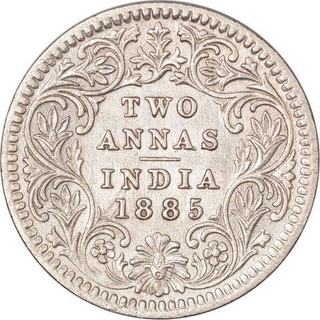 Silver Two Annas Coin  of Victoria Empress of Calcutta Mint of 1885.