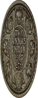 Silver Two Annas Coin of King George V of Calcutta Mint of 1917.