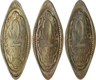 Cupro Nickel  Two Annas Coin  of King George VI of Bombay Mint.