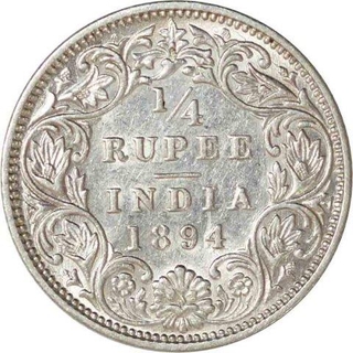 Silver Quarter Rupee Coin  of  Victoria Empress of Bombay Mint of 1894.