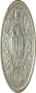 Silver Quarter Rupee Coin  of King George V  of Calcutta Mint of 1916.