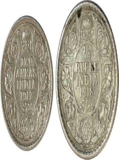 Different Denomination Silver Coins of King George V of Calcutta Mint.