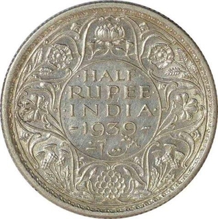 Silver Half Rupee Coin of King George VI of Calcutta Mint of 1939.